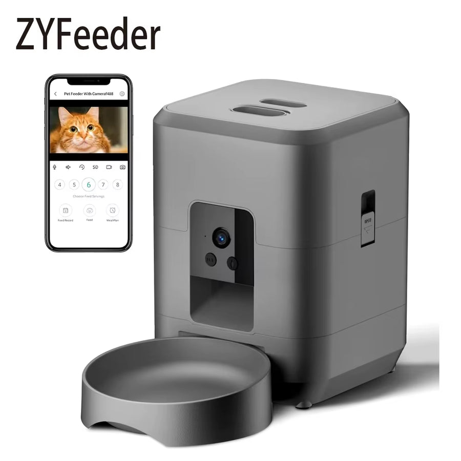 Level up your pet care game with our 2L Smart Pet Feeder! Control feeding times and portions from anywhere using Wi-Fi and the app, plus keep an eye on your furry friends with the built-in camera! Perfect for both cats and dogs! 🐾📱✨